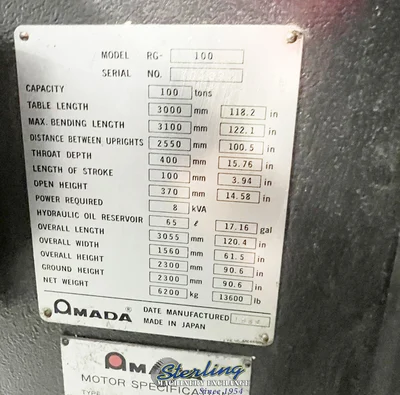 Used AMADA RG-100 Press Brakes California US | Sterling Machinery Exchange #1465715