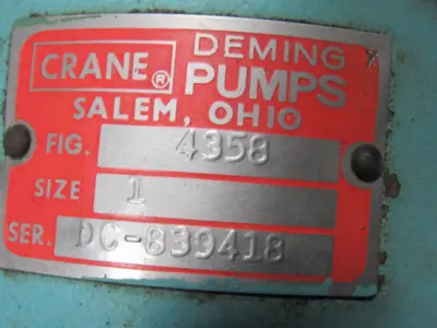 Crane Deming 4358 Centrifugal Pump 1.5"x 1"NPT 1/2Hp 230/460V 3PH K48CY Motor