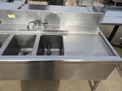 Used Falcon Restaurant Supply Used Under Counter 4 Compartment Stainless Steel Commercial Bar Sink - SS15 Sinks Illinois US | Falcon Restaurant Supply #1376467