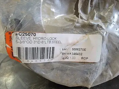 Sleeve Hydro Lock 5-3/8" OD, 3" ID, 6" L TB, Steel C25070