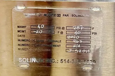 🔴 Heading to Auction May 27 - Used 26 Gallon Tank (Reactor), 316 Stainless Steel, Double Motion Scrape Agitation