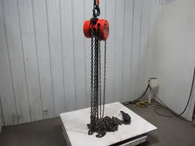 CM Model S 4 Ton Manual Chain Fall Hoist 32' 6" Lift w/Load Limiter Tested