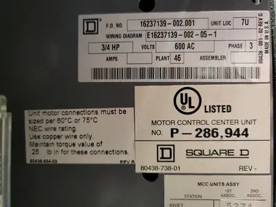 USED SQUARE D MODEL 6