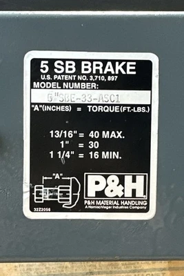 NEW P&H 5”SBE-33-ASC1