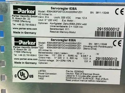 Used PARKER 638A063F0STOCAN000RM1Z01 Servo Drives Ohio US | HGR 24 #1572160