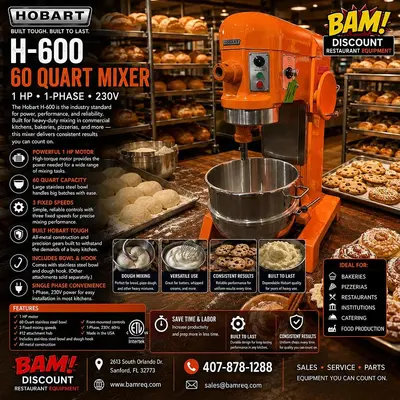 Used HOBART H600 Mixers Tennessee US | BAM Discount Restaurant Equipment #1086656