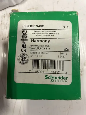 Schneider Electric 9001SKS43B 3-Position Selector Switch – Maintained, NEMA 4/13