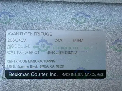 USED BECKMAN AVANTI J-E  REFRIGERATED HIGH-SPEED FLOOR CENTRIFUGE W/ JLA-9.100 ROTOR