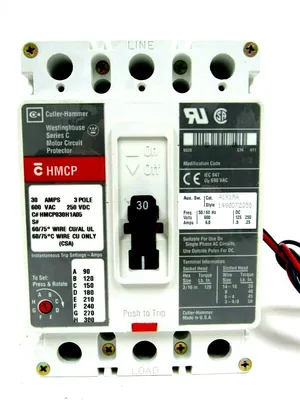 NEW CUTLER HAMMER HMCP030H1A05 CIRCUIT BREAKER 30A 3 POLE SER C 600VAC 250VDC