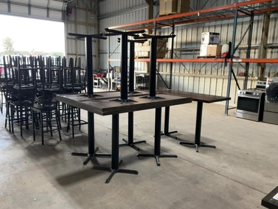 Used LOT OF (5) BARTOP TABLES WITH WOODED TOPS AND METAL LEGS Preparation Tables Michigan US | Miedema Asset Management Group #1761567
