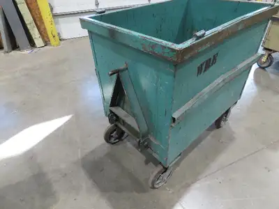 Portable Steel Hopper 1/2 Yard Tote Non-Tilt Towable Cart 36x24x27" Green