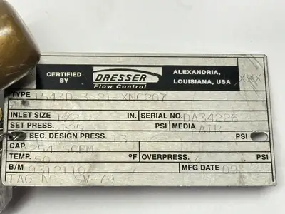 New | in-Stock Dresser 1543D-3-21-XNC207 Pump & Valve Parts Michigan US | Maverick Industrial Sales #1494027