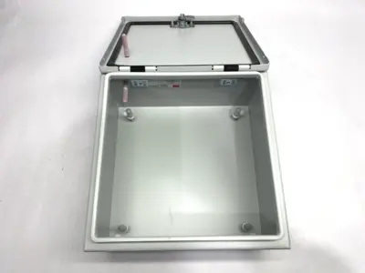 USED HOFFMAN LIGHT GRAY CONCEPT SINGLE DOOR ENCLOSURE 12" X 12" X 6" 15829