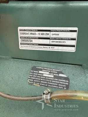 Used CHAMPION CASRSA47,HRA25 Lubricated Reciprocating Air Compressors California US | Star Industries #1254370