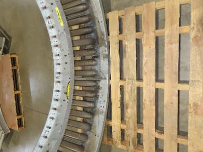 Hytrol 18"x 79" Galvanized Steel 90° Curve Gravity Roller Conveyor Section 15"BF