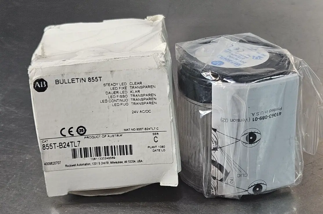 Allen Bradley 855T-B24TL7 Ser C Clear Steady LED Stack Light (BIN731)