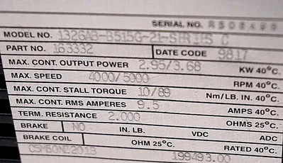 NEW RELIANCE ELECTRIC 1326AB-B515G-21 SERIES C SERVO MOTOR W/ CE-65-M ENCODER