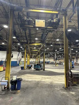 3 TON X 14' WIDE X 130' LONG MPH / BUDGIT OVERHEAD FREE STANDING CRANE SYSTEM: STOCK #20675