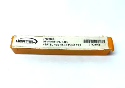 USED HERTEL STRAIGHT FLUTE TAP: 3/8-16 UNC, 4 FLUTE, PLUG CHAMFER, HIGH-SPEED