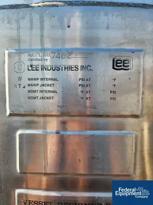 USED Lee Industries 500 Gal Lee Double Motion Vacuum Kettle, 304 S/S, 20/100#