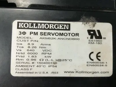 Used KOLLMORGEN AKM52KANCNDB00 Motors (misc) Ohio US | HGR 24 #1329460