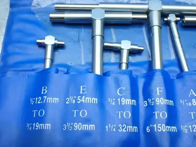 4pcs Measurement Lot. Caliper, Bore Gage, Radius Gage, Telescoping Gage
