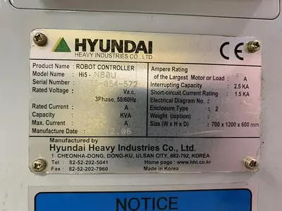 Used 2012 HYUNDIA MODEL HX400 400KG X 2573MM H REACH WITH HI5-N80U CONTROLLER _UNKNOWN_ Robots | Harbor Machinery Inc. #1283290