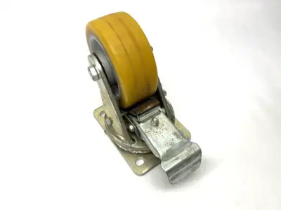 USED BLICKLE SWIVEL CASTER W/ TOP PLATE & BRAKE 125MM WHEEL DIA. X 50MM WIDTH