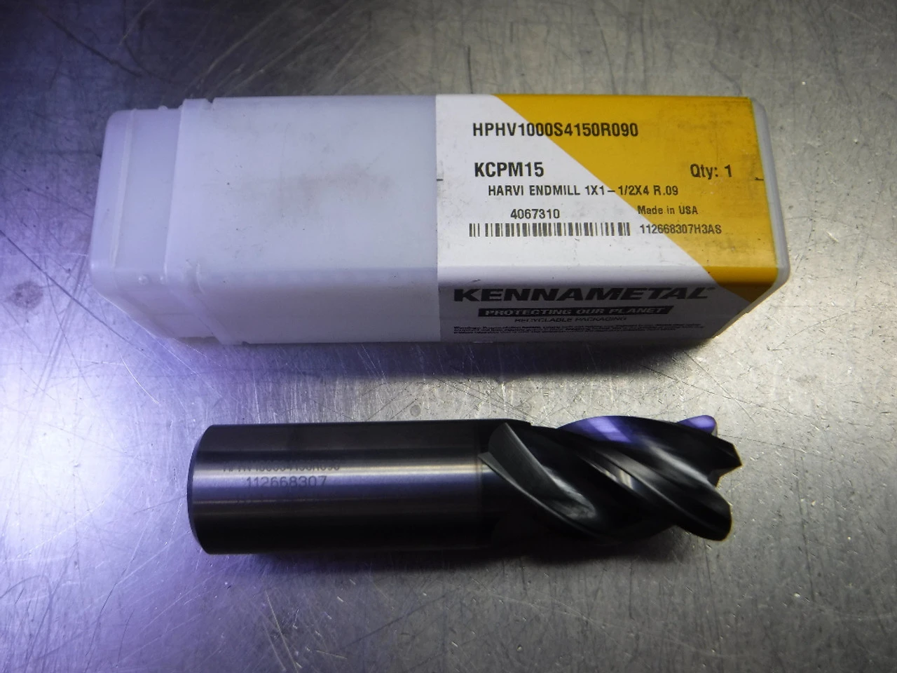 Kennametal 1" 4 Flute Carbide Endmill 1 Shank HPHV1000S4150R090 KCPM15 (LOC3225)
