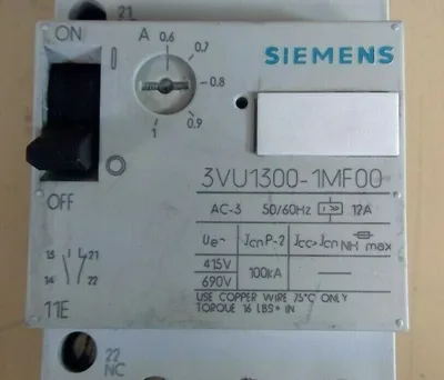 Siemens 3VU1300-1MF00 3 Pole Motor Starter / Protector 4H