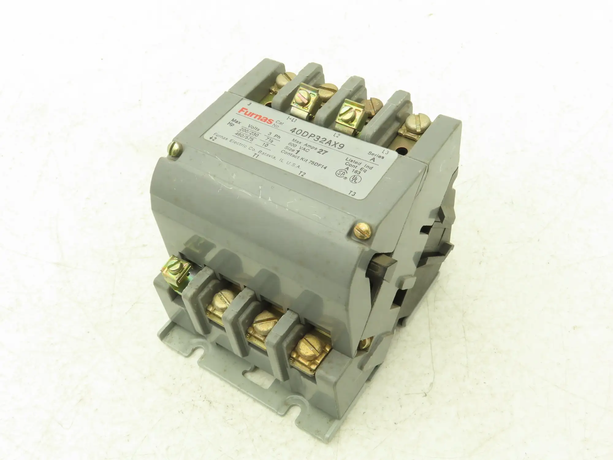Furnas 40DP32AX9 Contactor Motor Starter 10Hp 27A 600VAC 3Ph 120V Coil Size 1