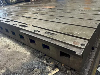 12' X 12' X 14" STEEL T-SLOTTED FLOOR PLATE: STOCK #23497