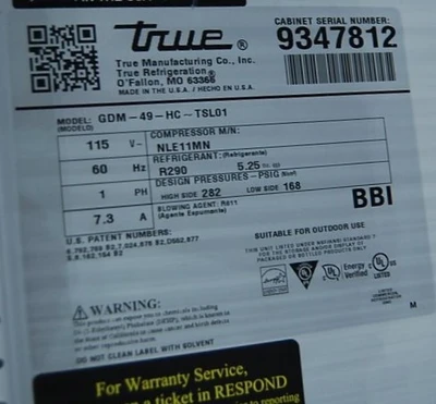 142-1066 True GDM-49-HC 2 Glass Door Self Contained Reach in Cooler with LED