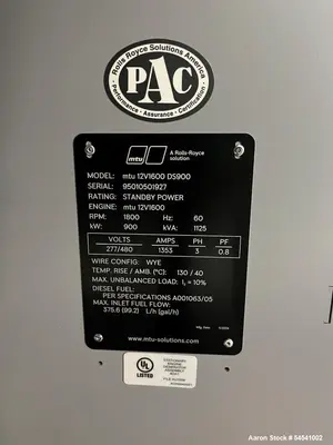 Used MTU ONSITE ENERGY DS900 Diesel Generators Illinois US | Aaron Equipment #1283660