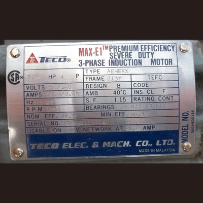 TECO 7.5 HP MAX-E1 Electric Motor