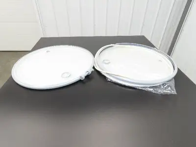 Uline H-1593 Replacement Steel Lid 55 Gallon Drum Bolt Ring Seal White Lot of 2