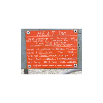USED HEAT, INC. 10KW HEAT EXCHANGER