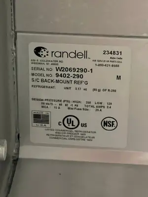 Used Randell Used 27" Randell 9402-290 Work Top Refrigerator 5.7 cu ft 115V - JD Worktop Refrigerators Illinois US | Falcon Restaurant Supply #1375038