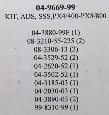 NEW WILDEN 04-9669-99 REPAIR KIT PX4/400-PX8/800 04966999