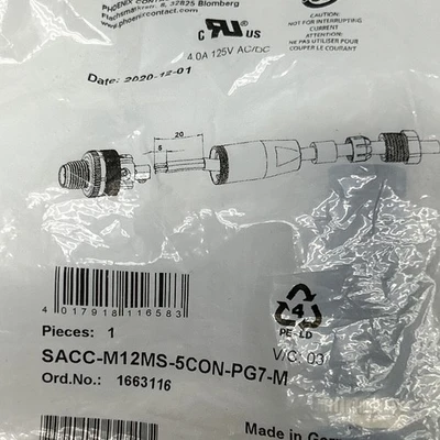 NEW Phoenix Contact SACC-M12MS-5CON-PG7-M