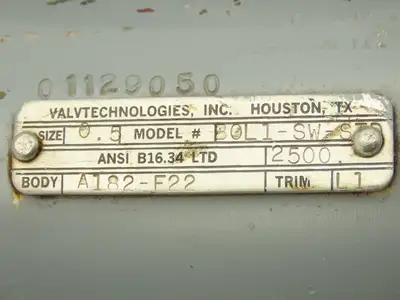 Valvtechnologies B0L1-SW-STD High Pressure Ball Valve 1/2" Socket Weld 2500psi