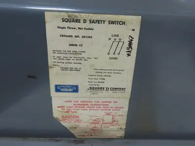 Square D A-81345  Ser C3 Non Fused Single Throw Safety Switch 600V 400A 3Ph