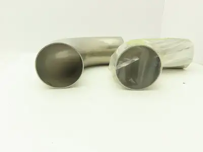 Pfeiffer 6-2WC-400H Vacuum Elbow 90 Deg Radius 4" W/ Extended Tangents Lot of 2