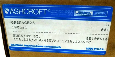 NEW ASHCROFT GPSN4GB25 PRESSURE SWITCH 100PSI GPSN4GB25