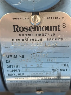 Used Rosemount 1151DP3E22 Test Equipment - Other Indiana US | J&J Industrial Supply #1260410
