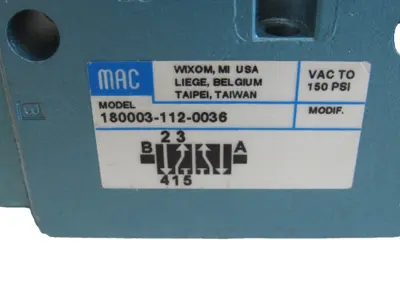 NEW MAC VALVES 180003-112-0036 SOLENOID VALVE 1800031120036