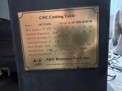 Used 2016 A & V WATERJET TECH INC A&V1206BA Waterjet Cutters Minnesota US | Source Machinery Sales #1324304