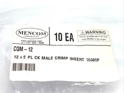CQM-12,CQM 12 | ILME CQM 12 Male Crimp Connector Insert 12 Pole + PE, 10A, Mencom CQM-12 7-PK - New – Open box