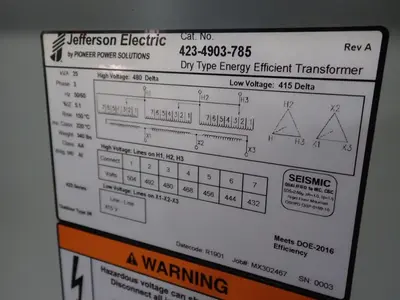 Used JEFFERSON ELECTRIC 4234903785 Distribution Transformers Ohio US | HGR 24 #981277