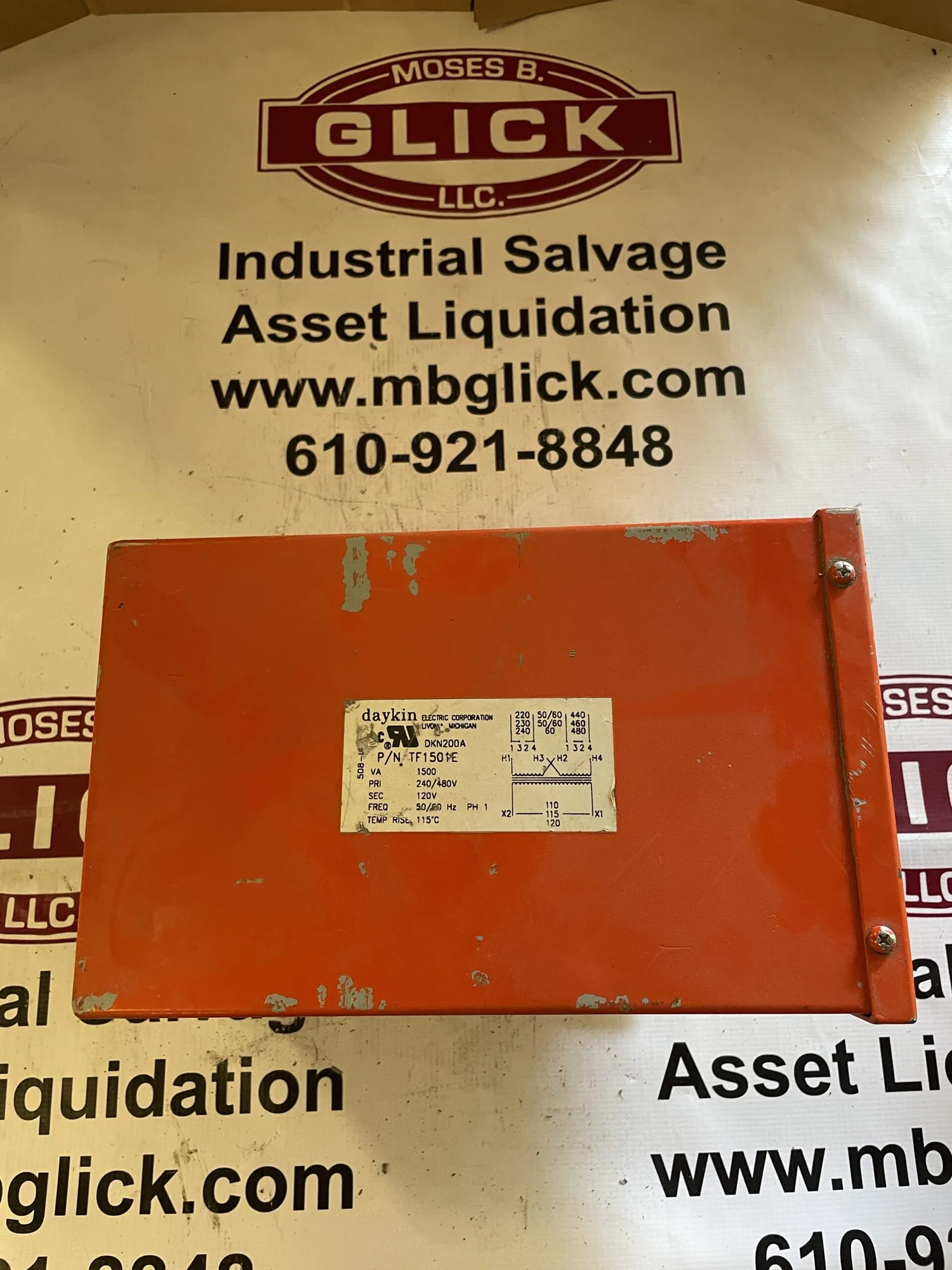 Daykin TF1501E Control Transformer 1500VA 240/480V 120V 1PH 50/60Hz